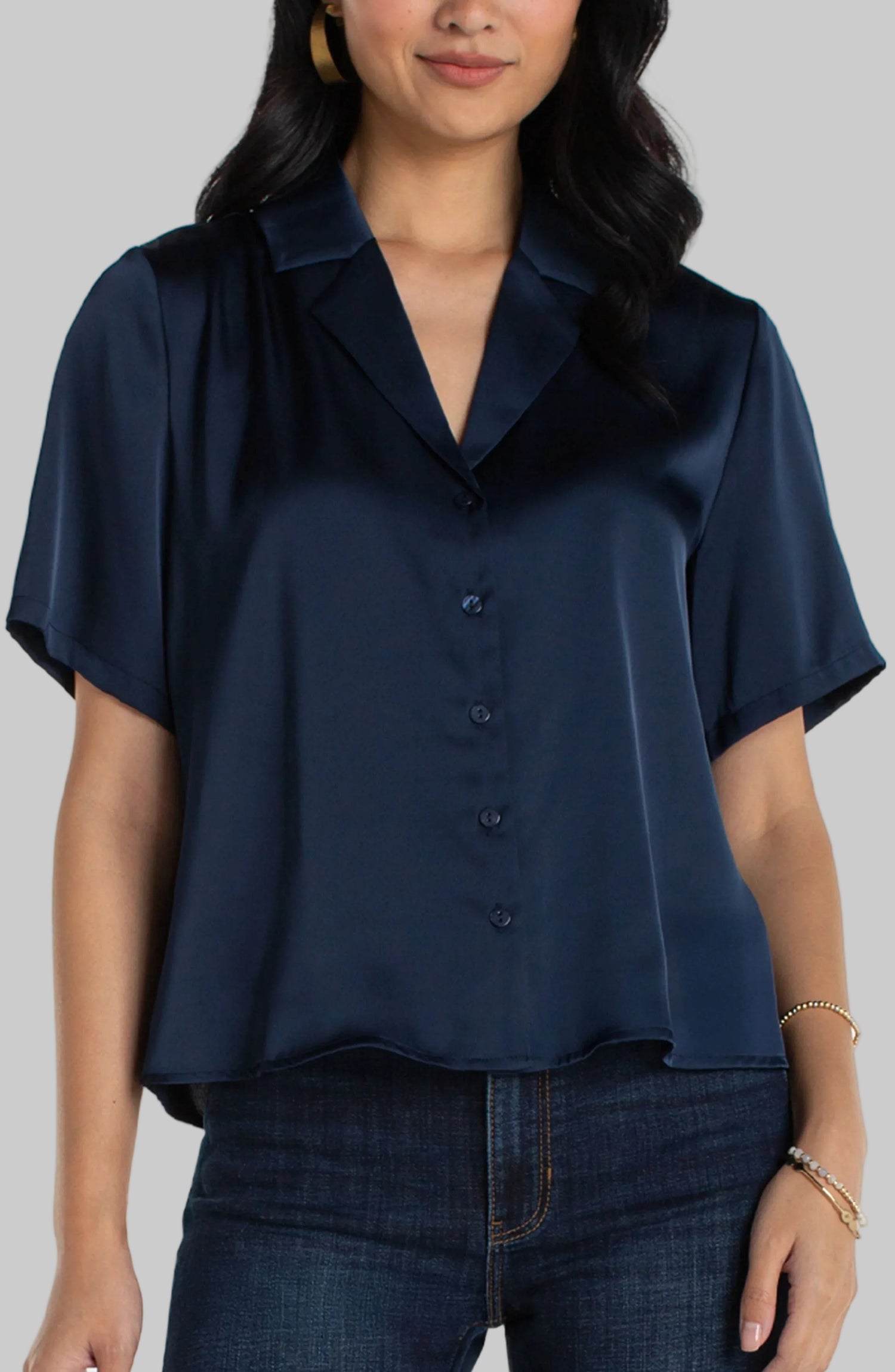 Short Sleeve Camp Collar Blouse