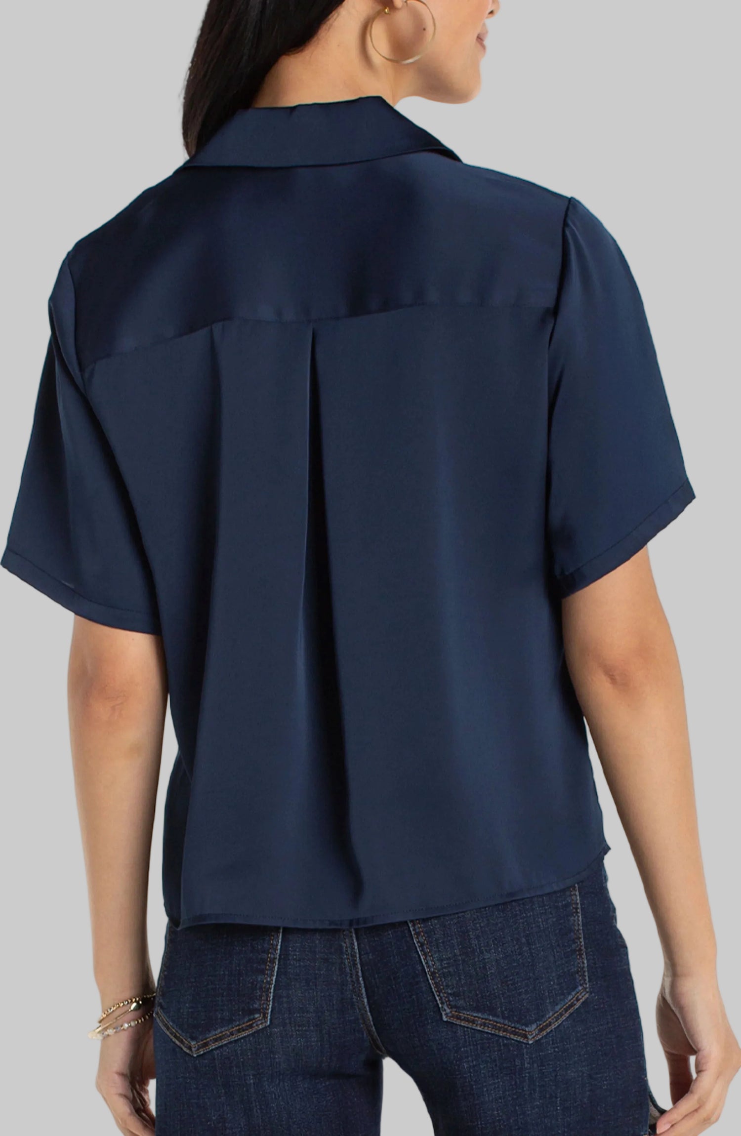 Short Sleeve Camp Collar Blouse