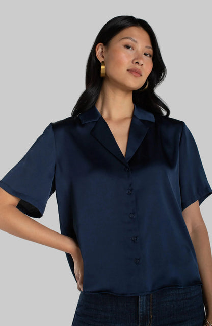 Short Sleeve Camp Collar Blouse