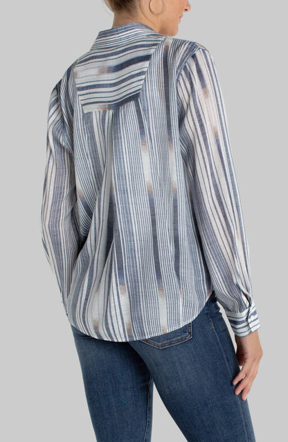 Long Sleeve Button Front Woven Shirt