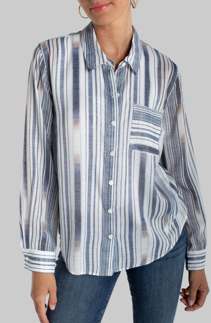 Long Sleeve Button Front Woven Shirt