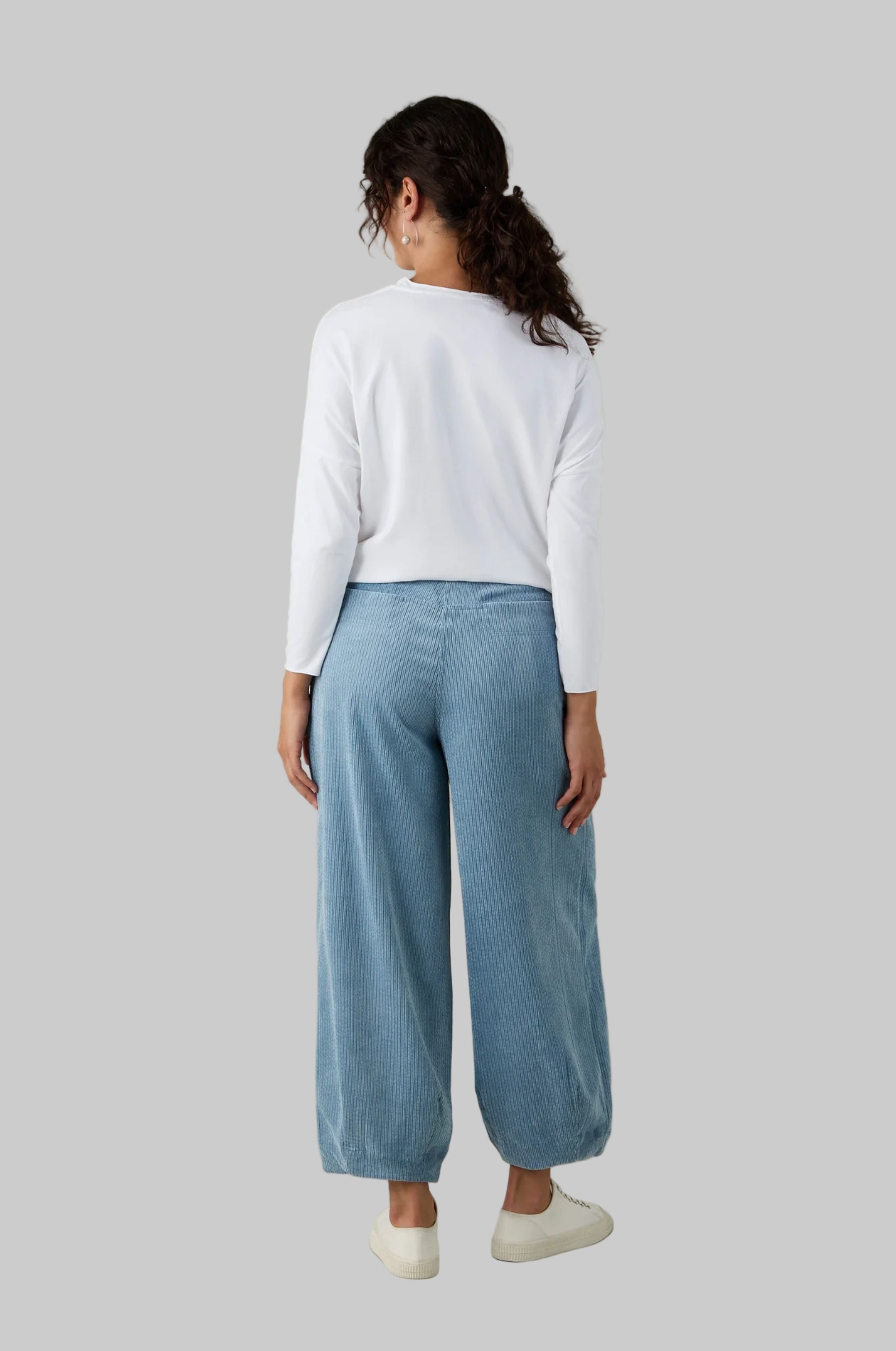 Pale Blue Stretch Cord Bubble Trouser