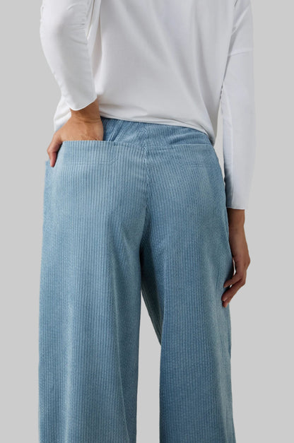 Pale Blue Stretch Cord Bubble Trouser