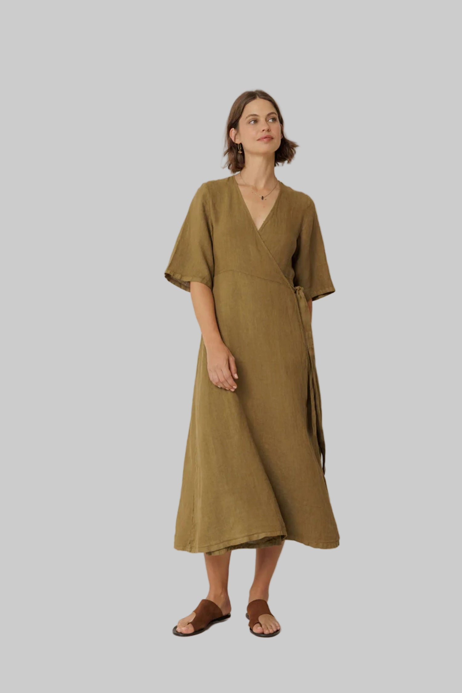Crossover Linen Dress
