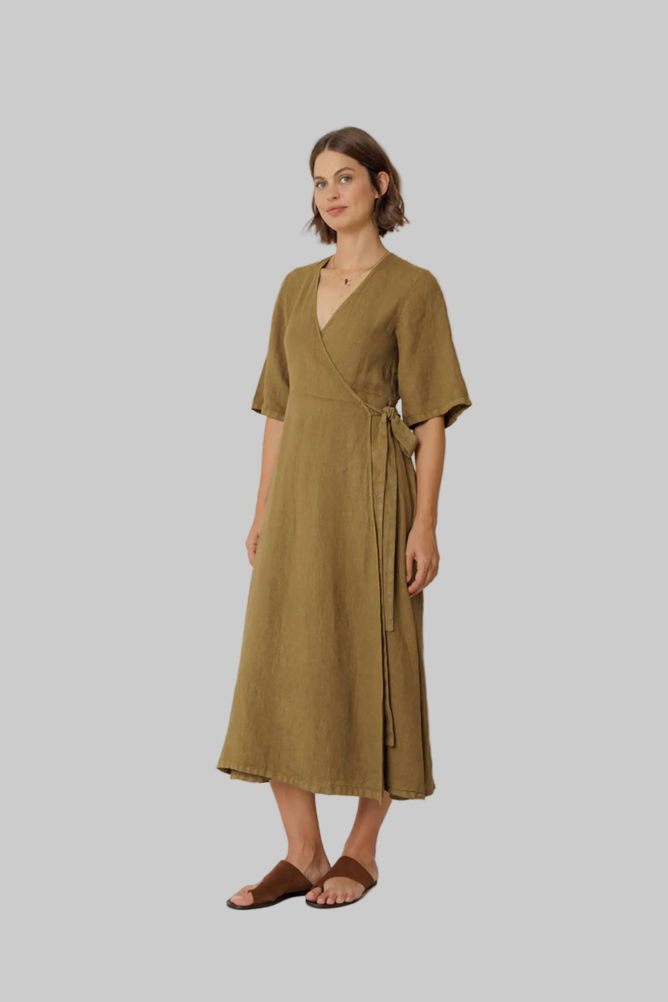 Crossover Linen Dress