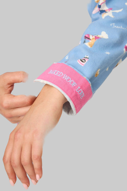 Baked Woof Love Dog Print 3-Piece Flannel PJ Set