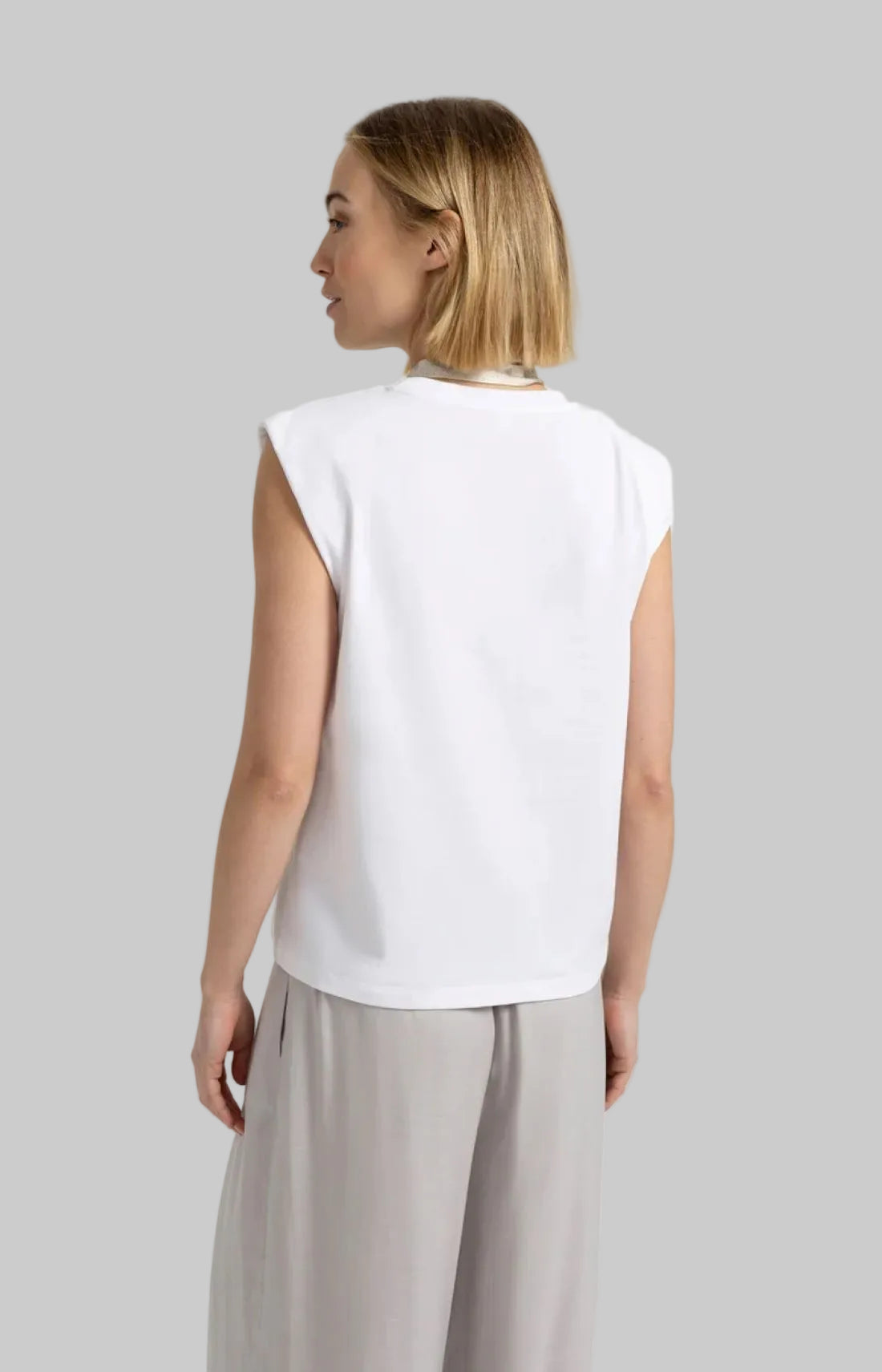 Double Layer Sleeveless Top With Scarf