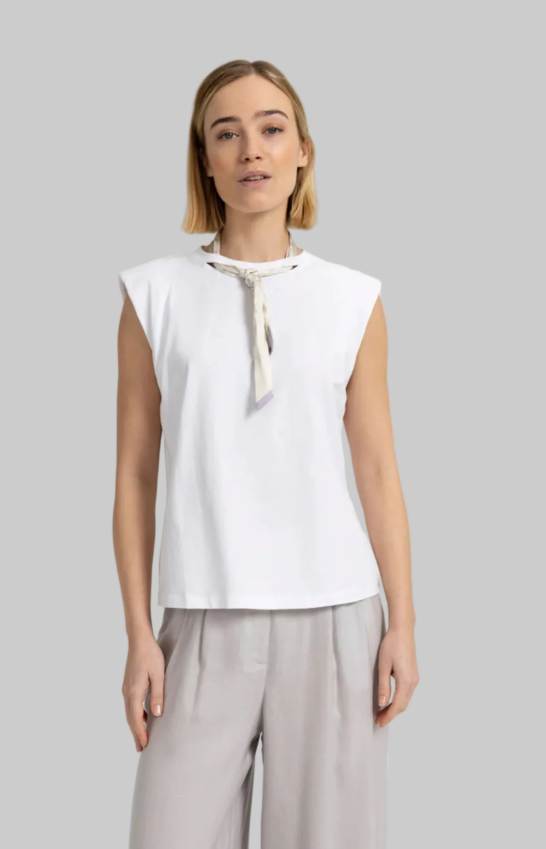 Double Layer Sleeveless Top With Scarf