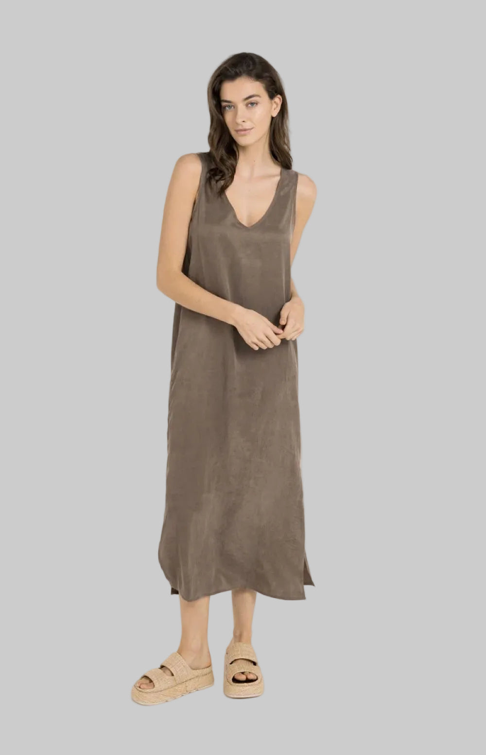 Dress With Crinkle Texture V Neck