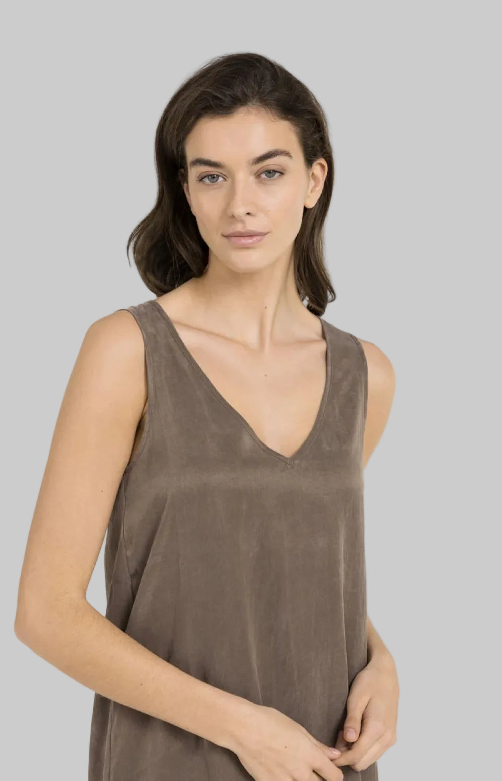 Dress With Crinkle Texture V Neck