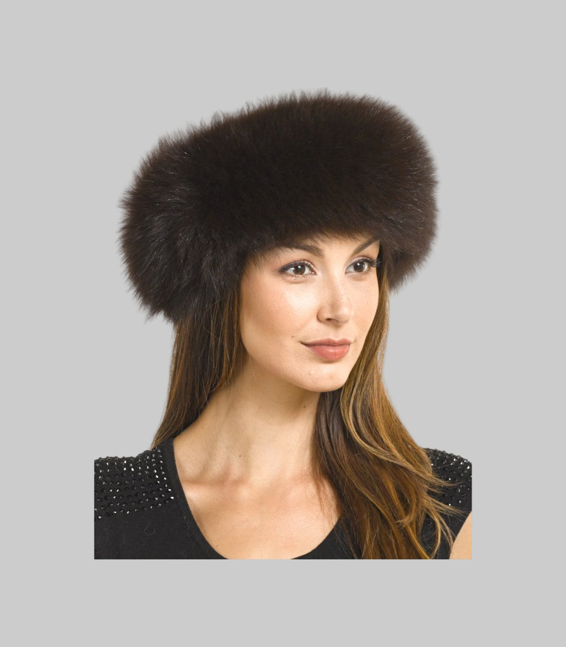Chocolate Indigo Fox Fur Headband