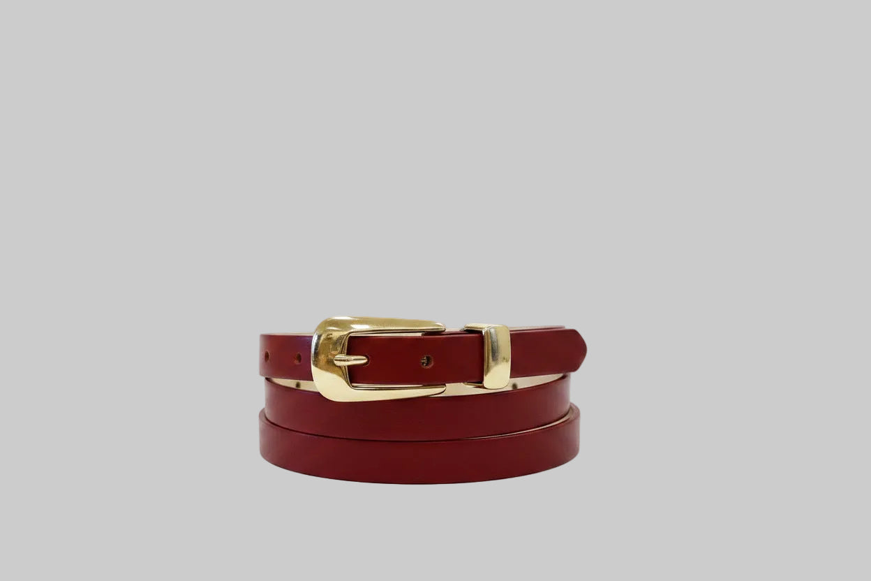 Leather Belt With Gold Buckle