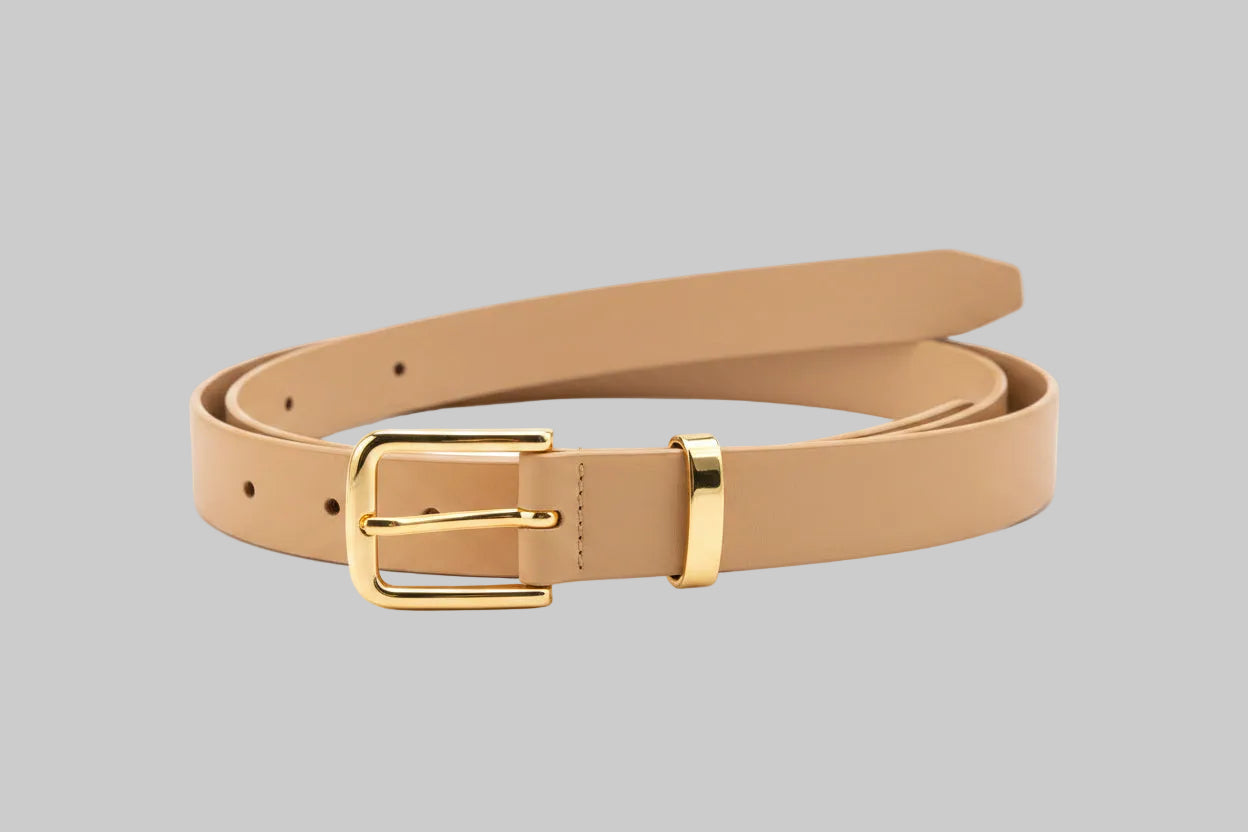 Leather Belt With Gold Buckle