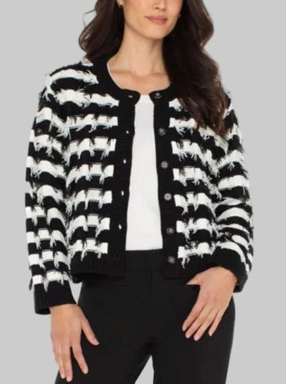 Fringy Black White Cardigan