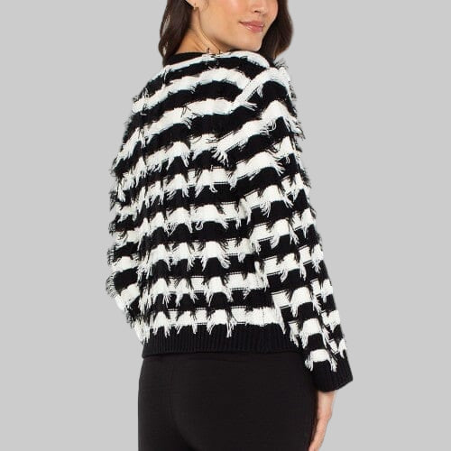 Fringy Black White Cardigan