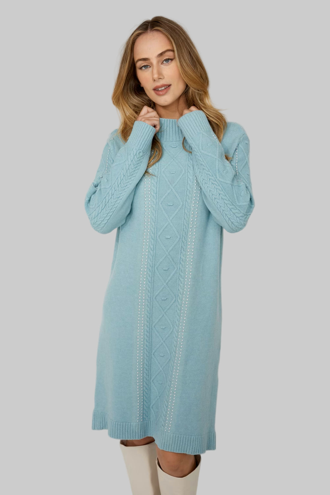 High Neck Sweater Dress