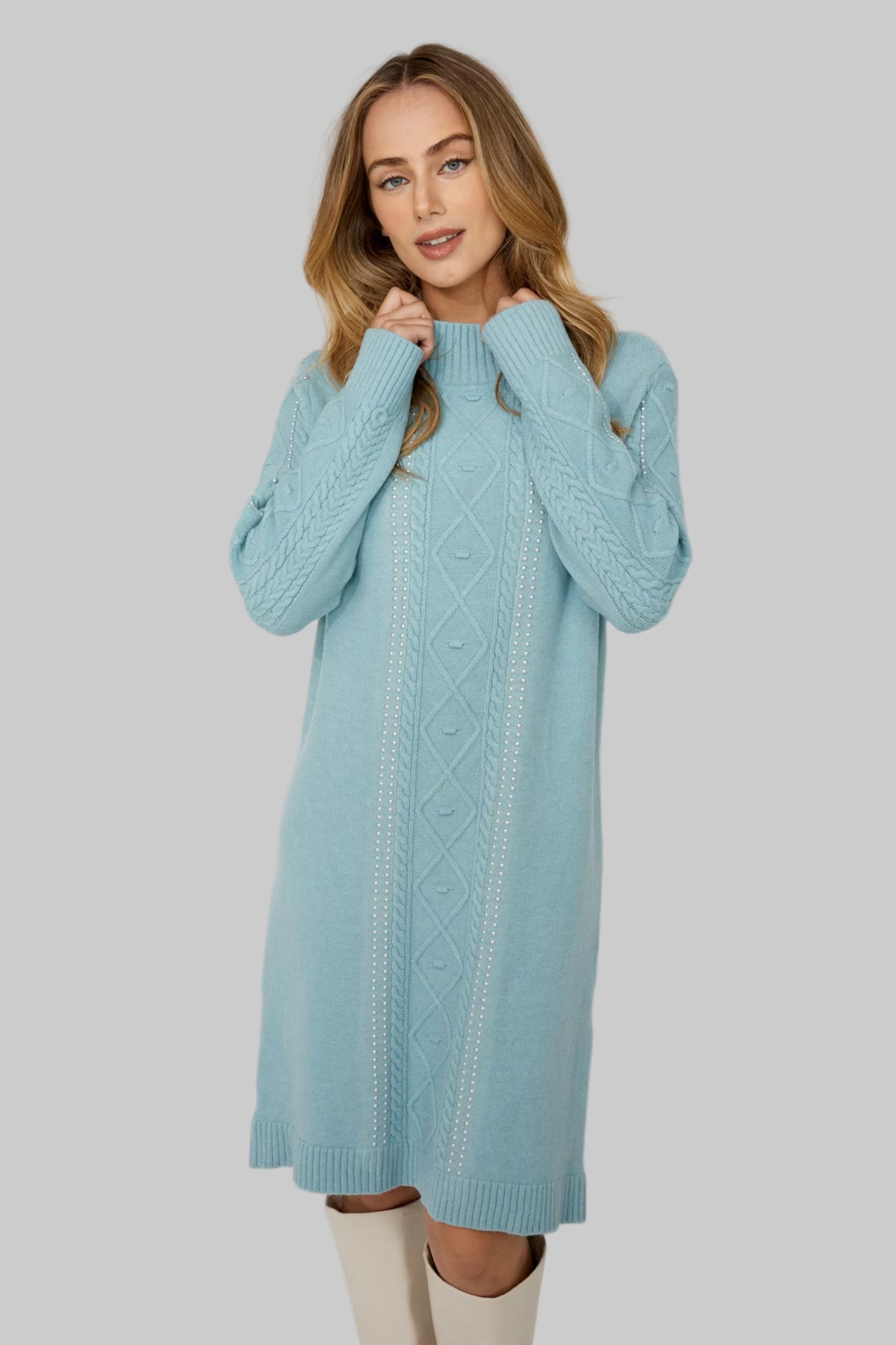 High Neck Sweater Dress