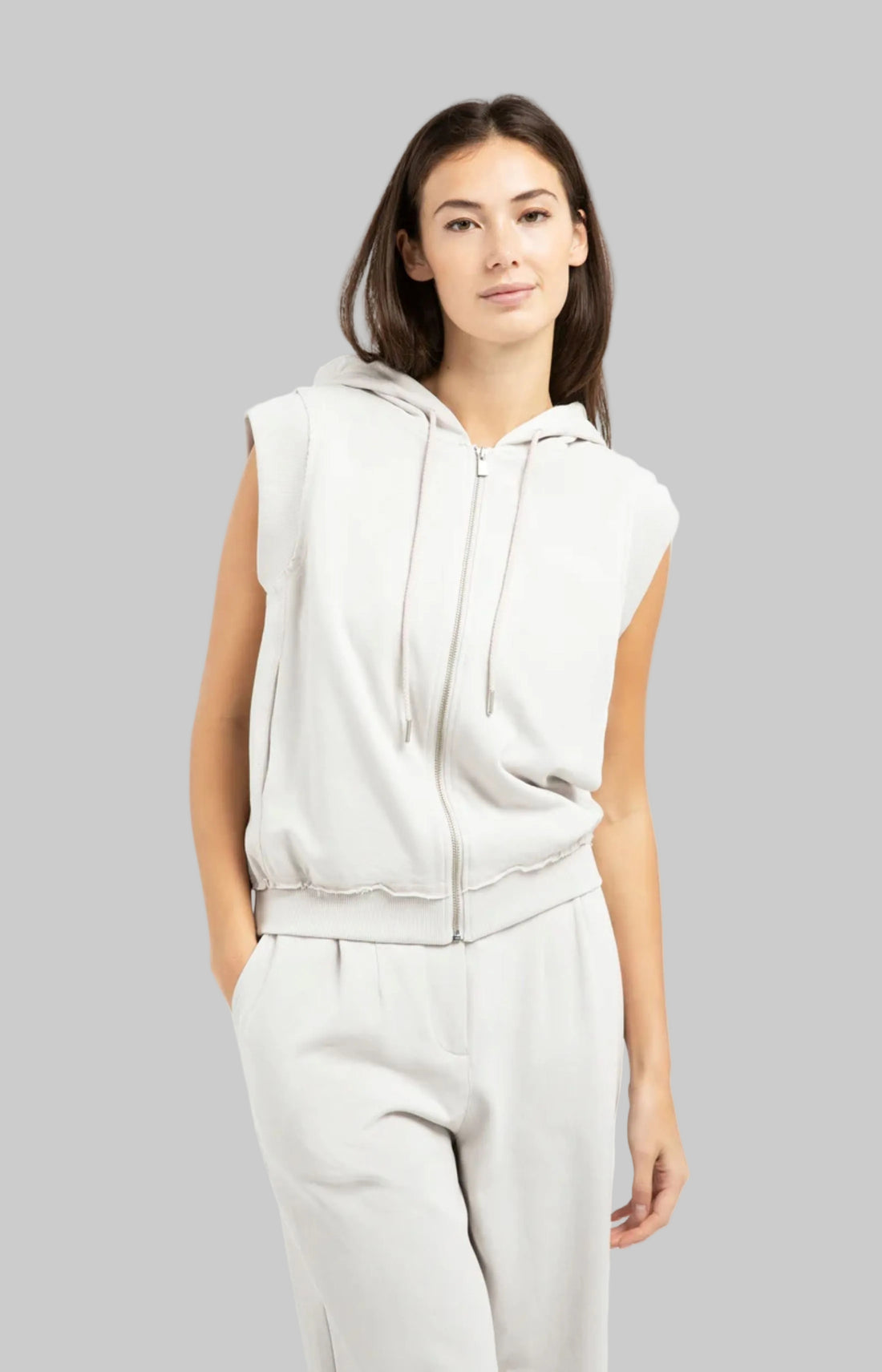 Sleeveless Hoodie With Cords