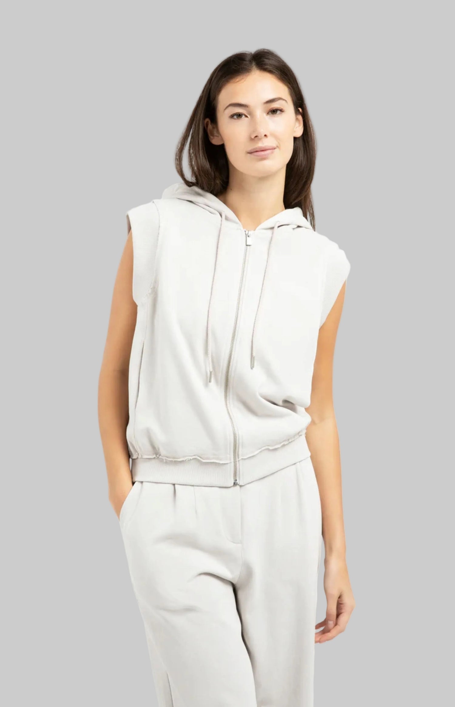 Sleeveless Hoodie With Cords