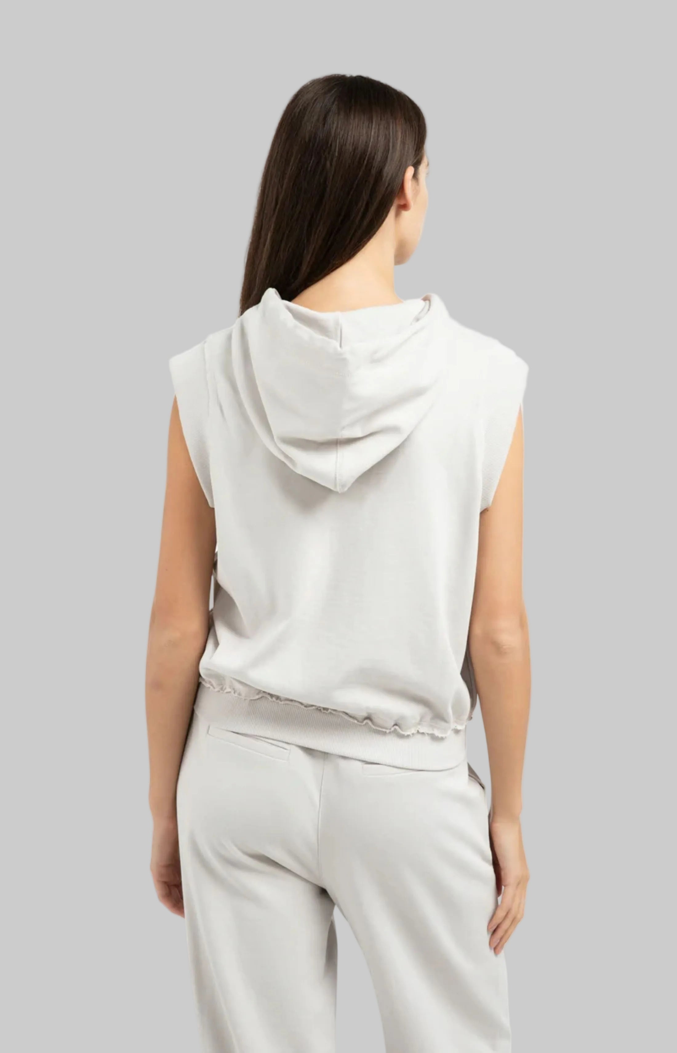 Sleeveless Hoodie With Cords
