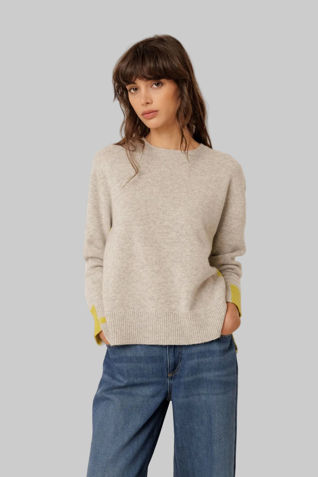 Fluorescent Tipped Cashmere Wool Blend Sweater
