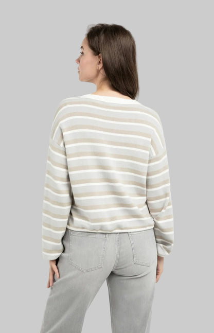 Striped Sweater With Drawstring Hem