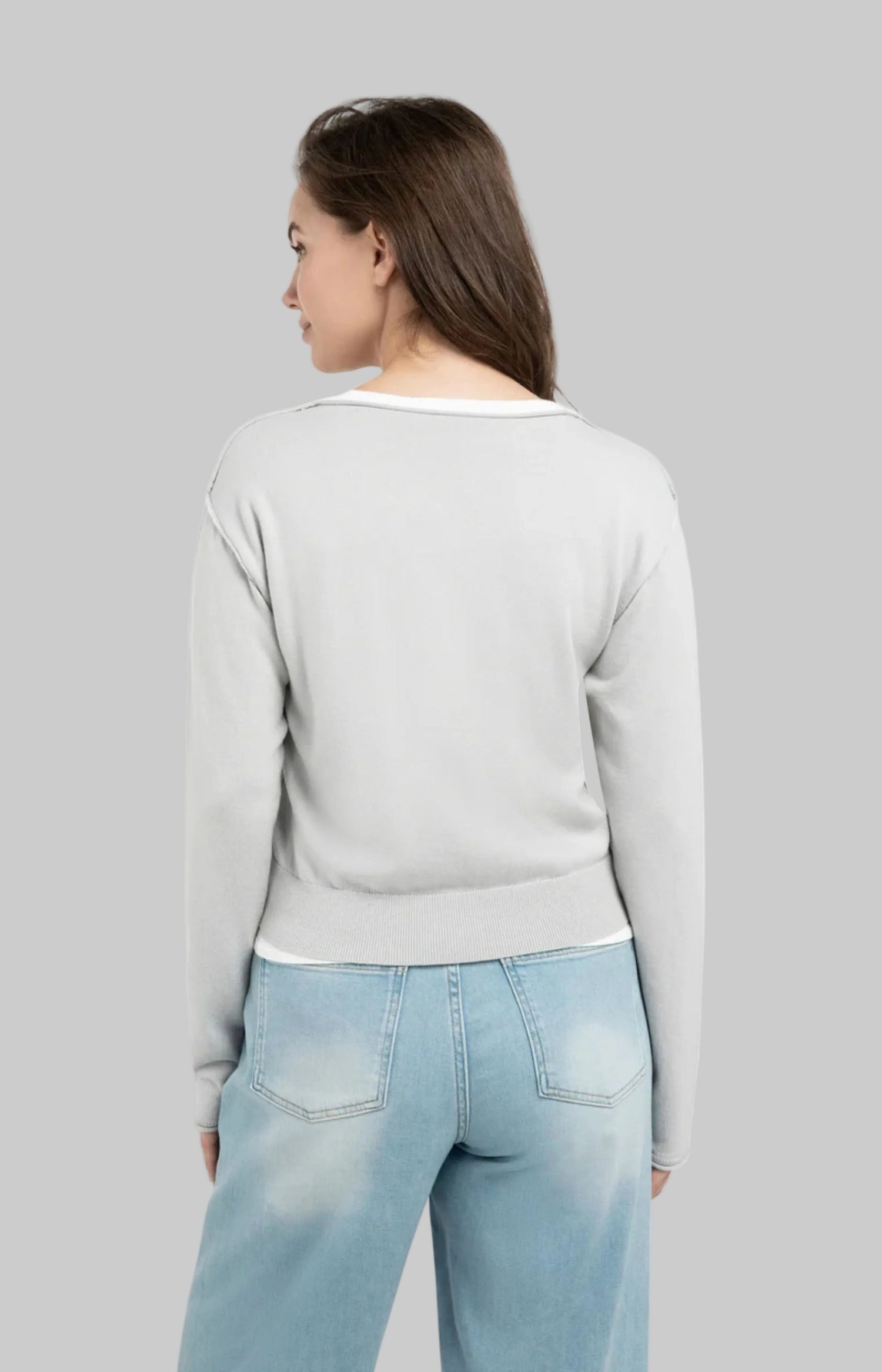 Sweater With Layered Look And Contrast Neckline
