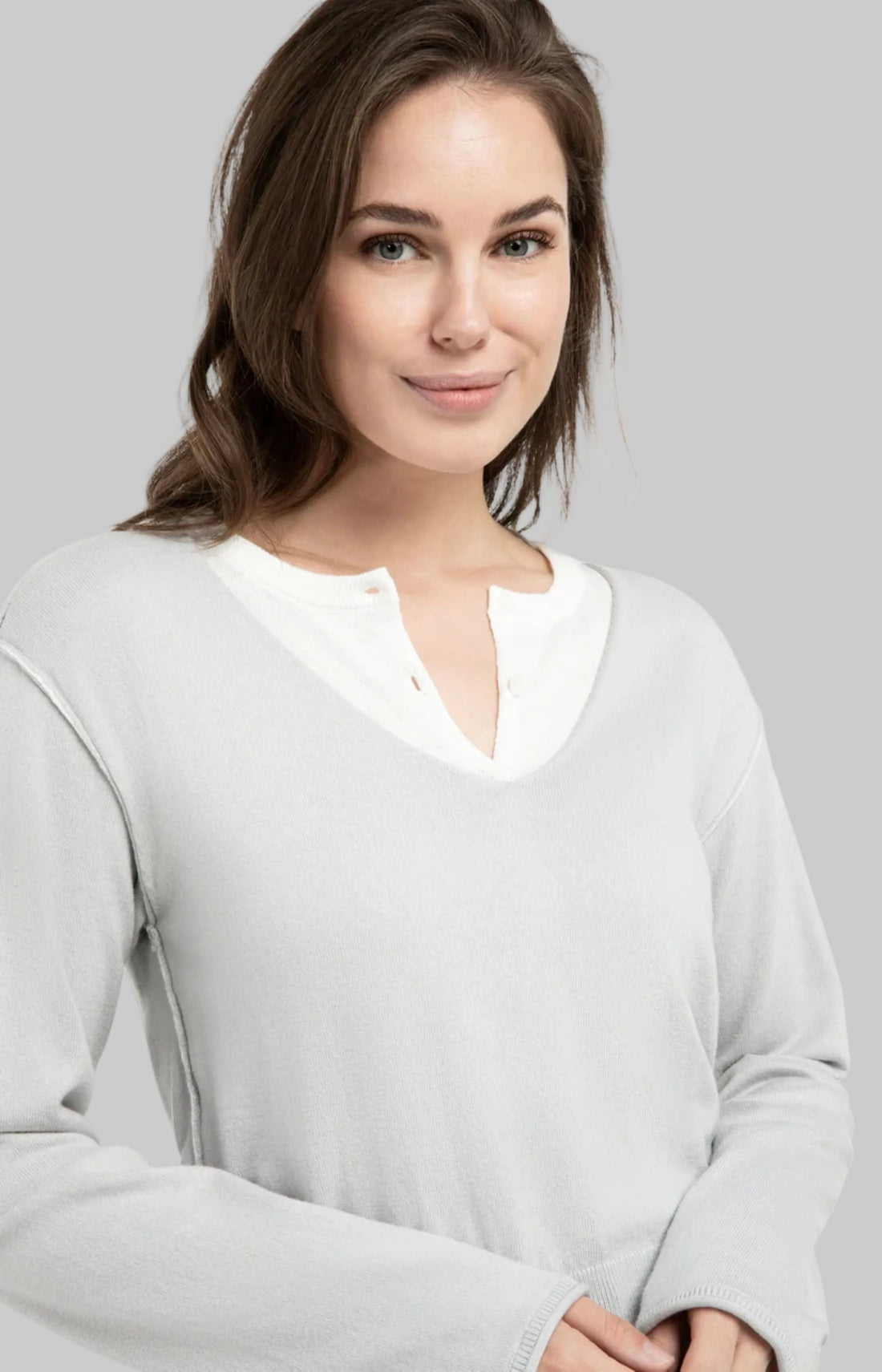 Sweater With Layered Look And Contrast Neckline