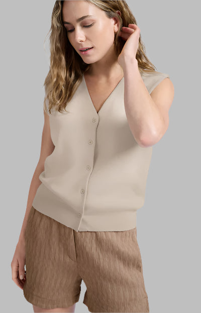Cotton Vest with Shoulder Detail