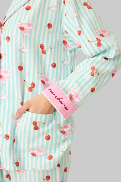Ma Cherie Cherry Print 3-Piece Flannel PJ Set