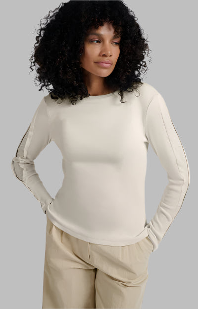 Long-Sleeve Ribbed Top With Button Details