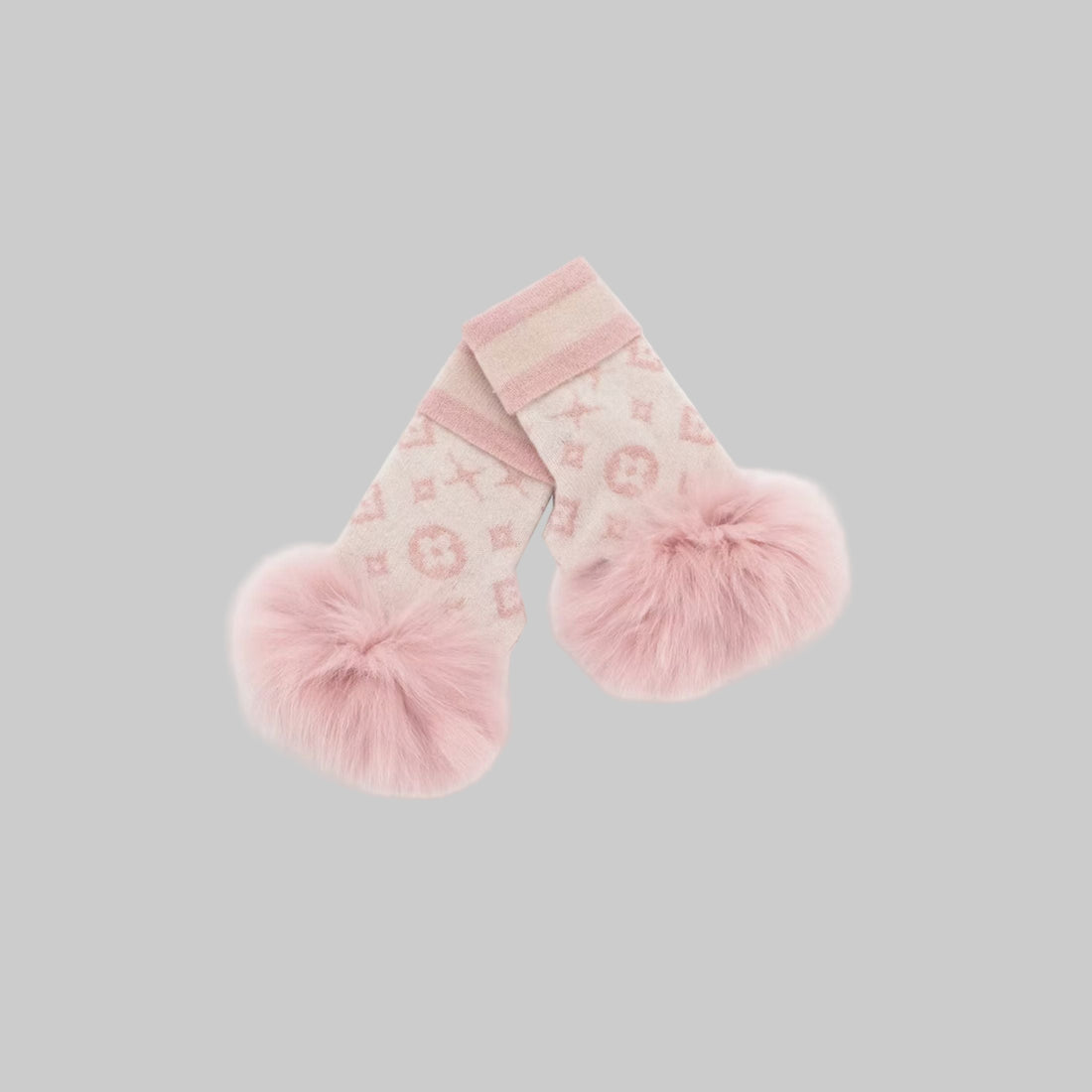 Fingerless Gloves With Lurex And Fox Poms