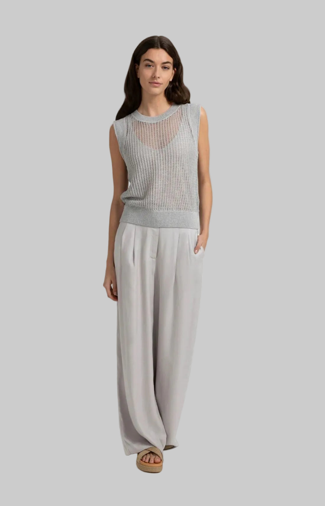 Open Knit Top With Matching Underlayer