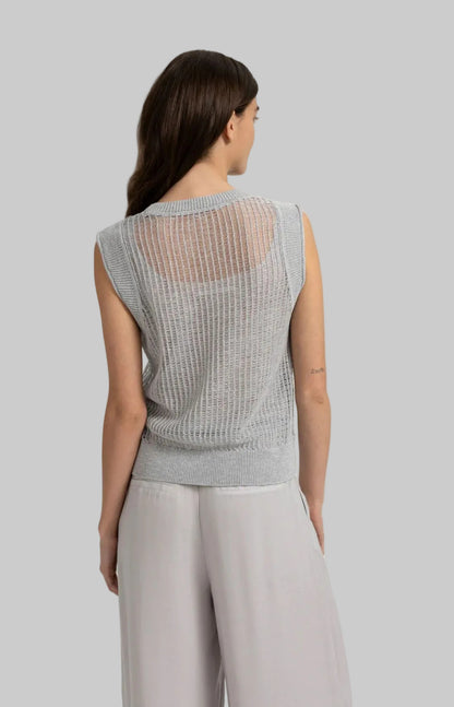Open Knit Top With Matching Underlayer