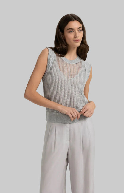 Open Knit Top With Matching Underlayer
