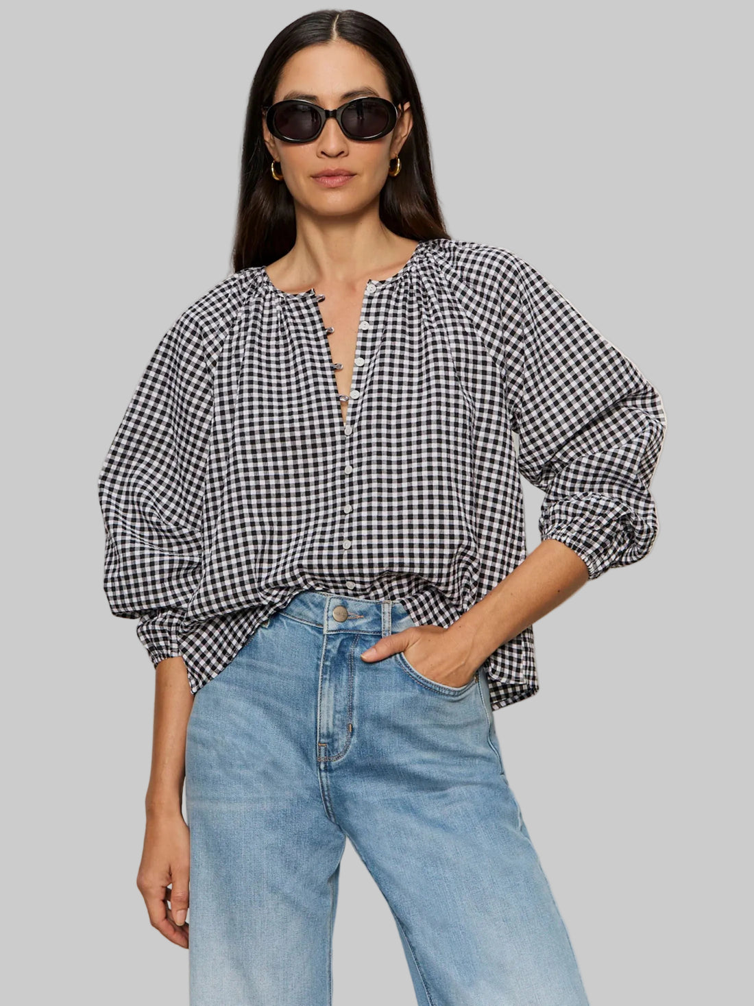Perfect Gingham Button Blouse