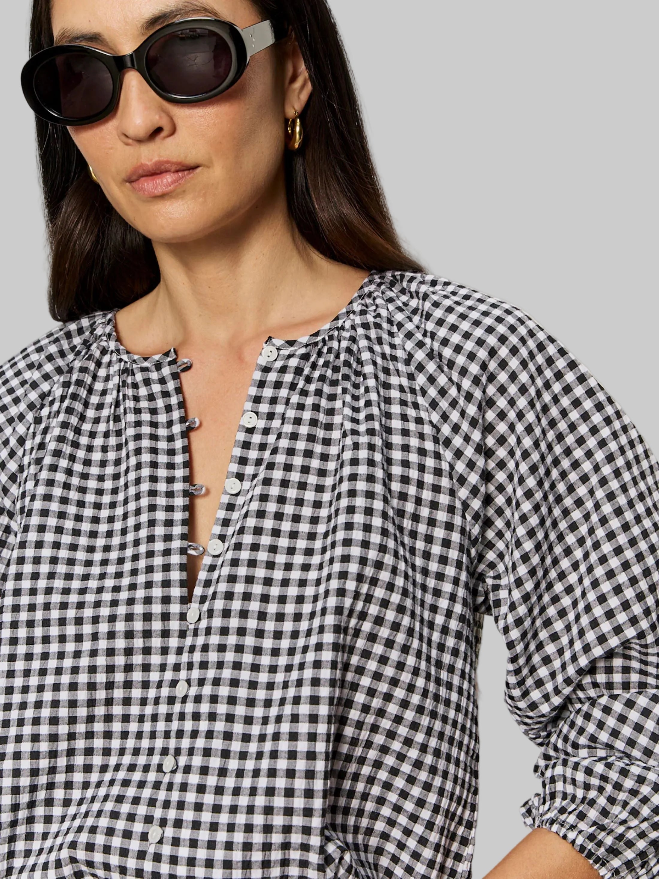 Perfect Gingham Button Blouse