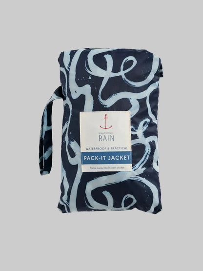 Navy Packable Raincoat