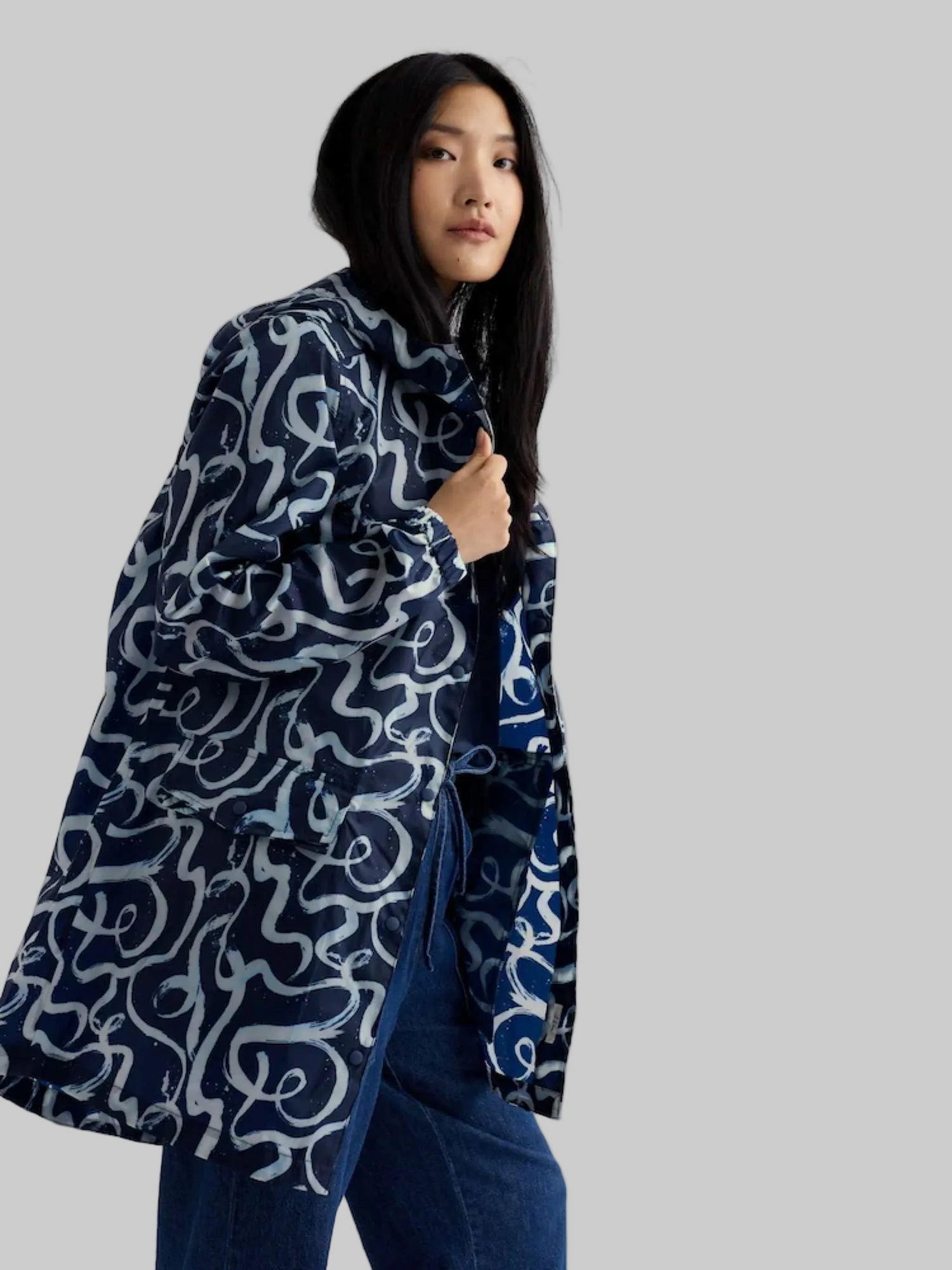 Navy Packable Raincoat