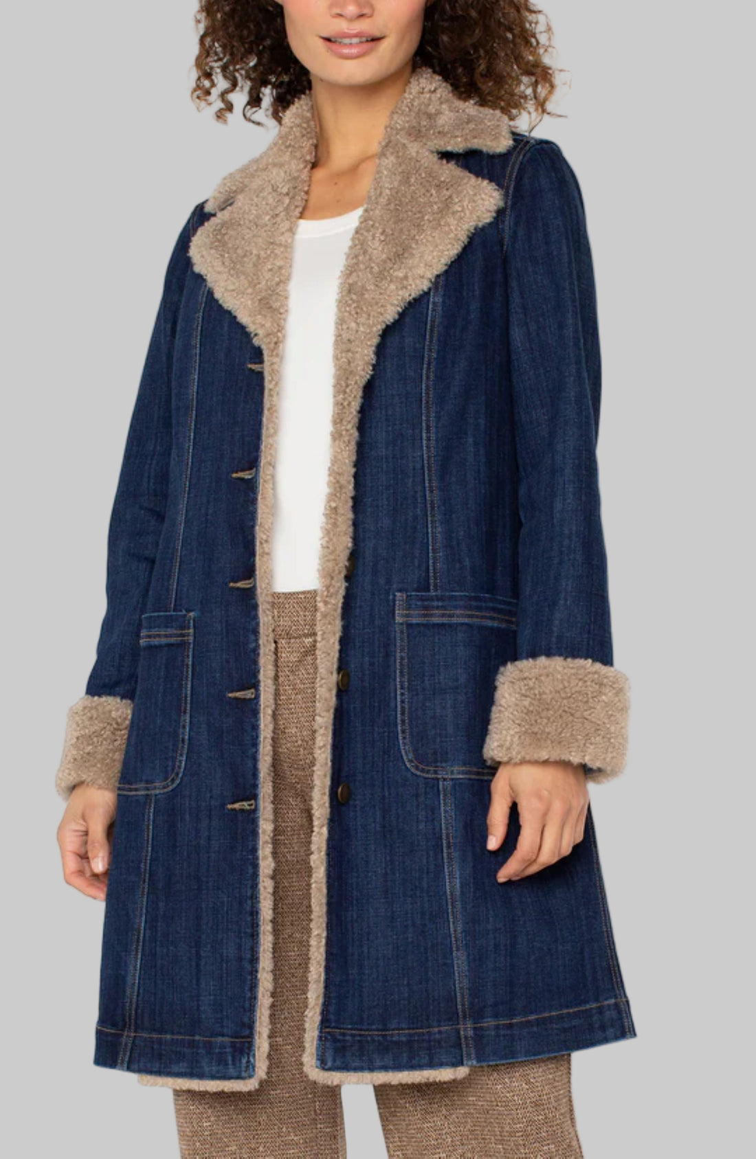 Sherpa Collar  Long DenimJacket