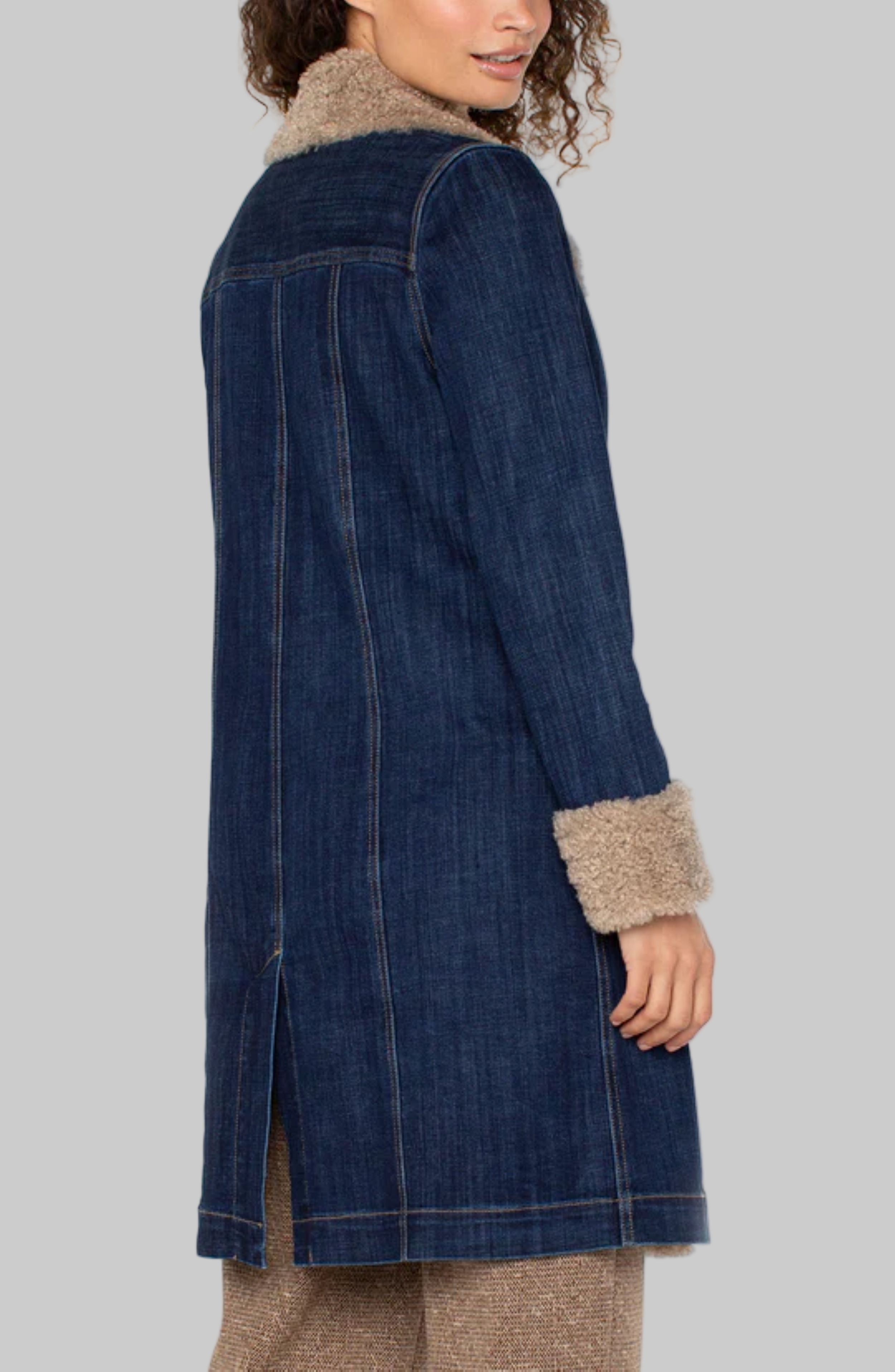 Sherpa Collar  Long DenimJacket