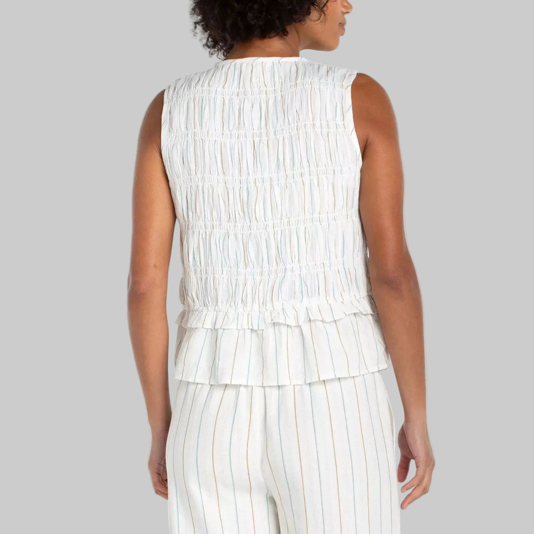 Smocked Tie Front Tank Top
