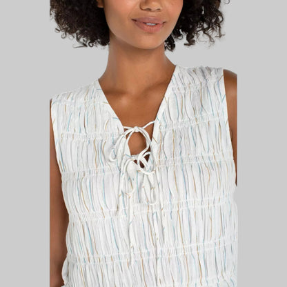 Smocked Tie Front Tank Top