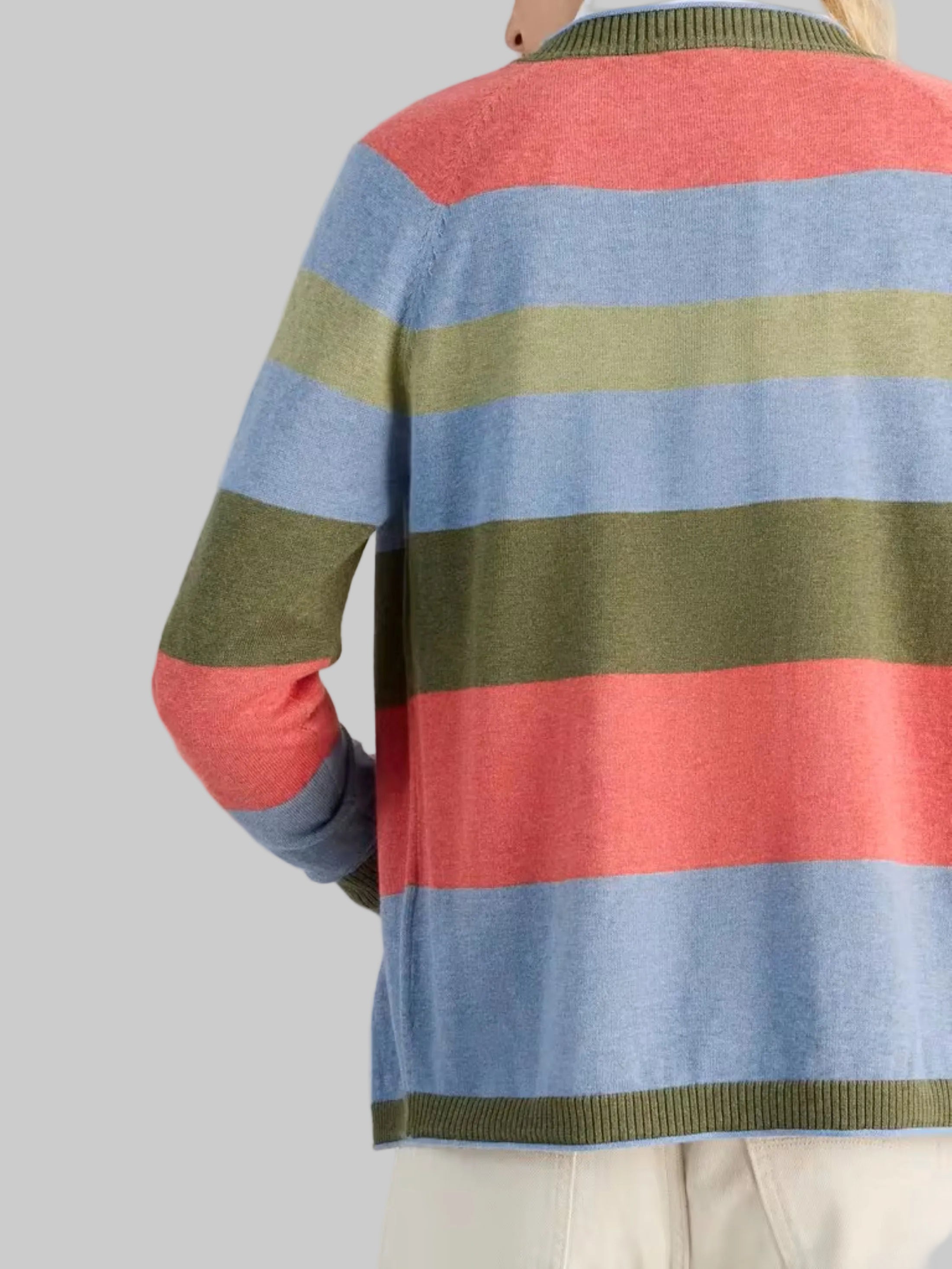 Lulu Crew Neck Strip Cardigan