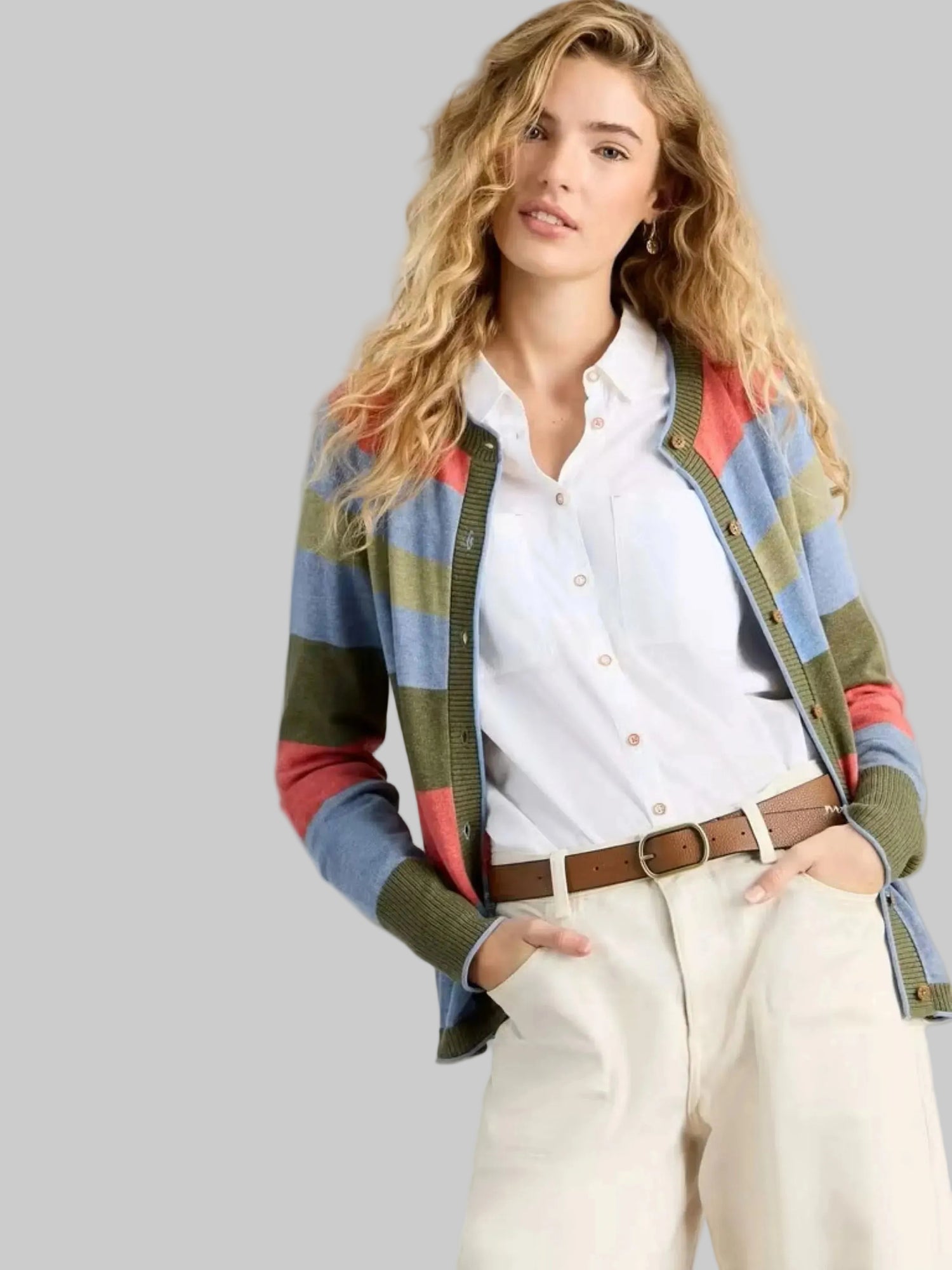 Lulu Crew Neck Strip Cardigan