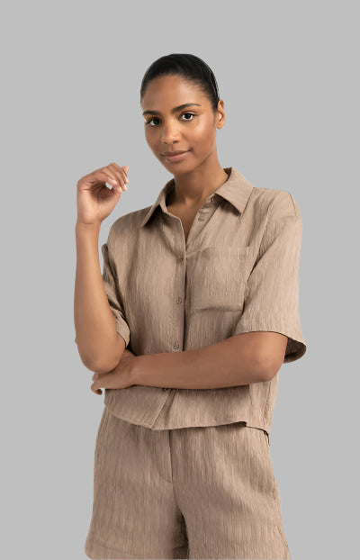 Textured Short-Sleeve Blouse