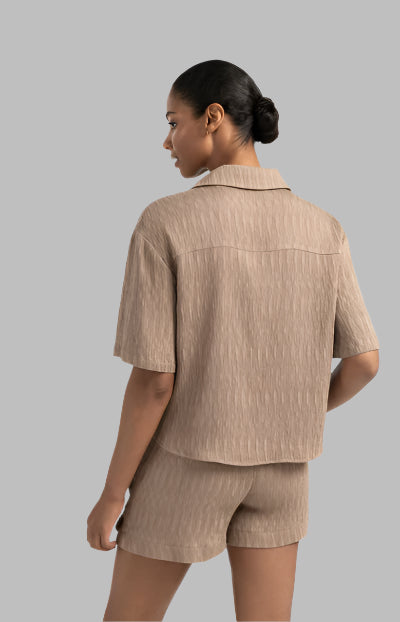 Textured Short-Sleeve Blouse