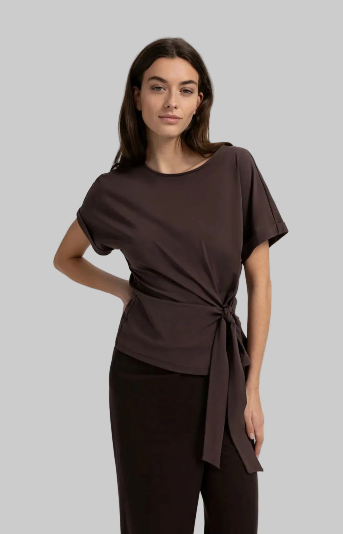Top With Round Neckline - Knot Detail