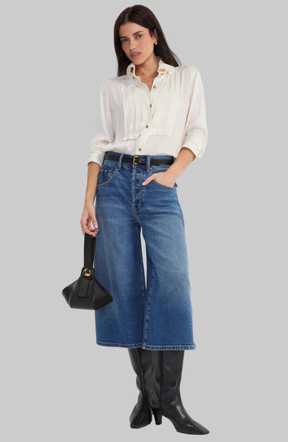 Long Sleeve Tuxedo Woven Top
