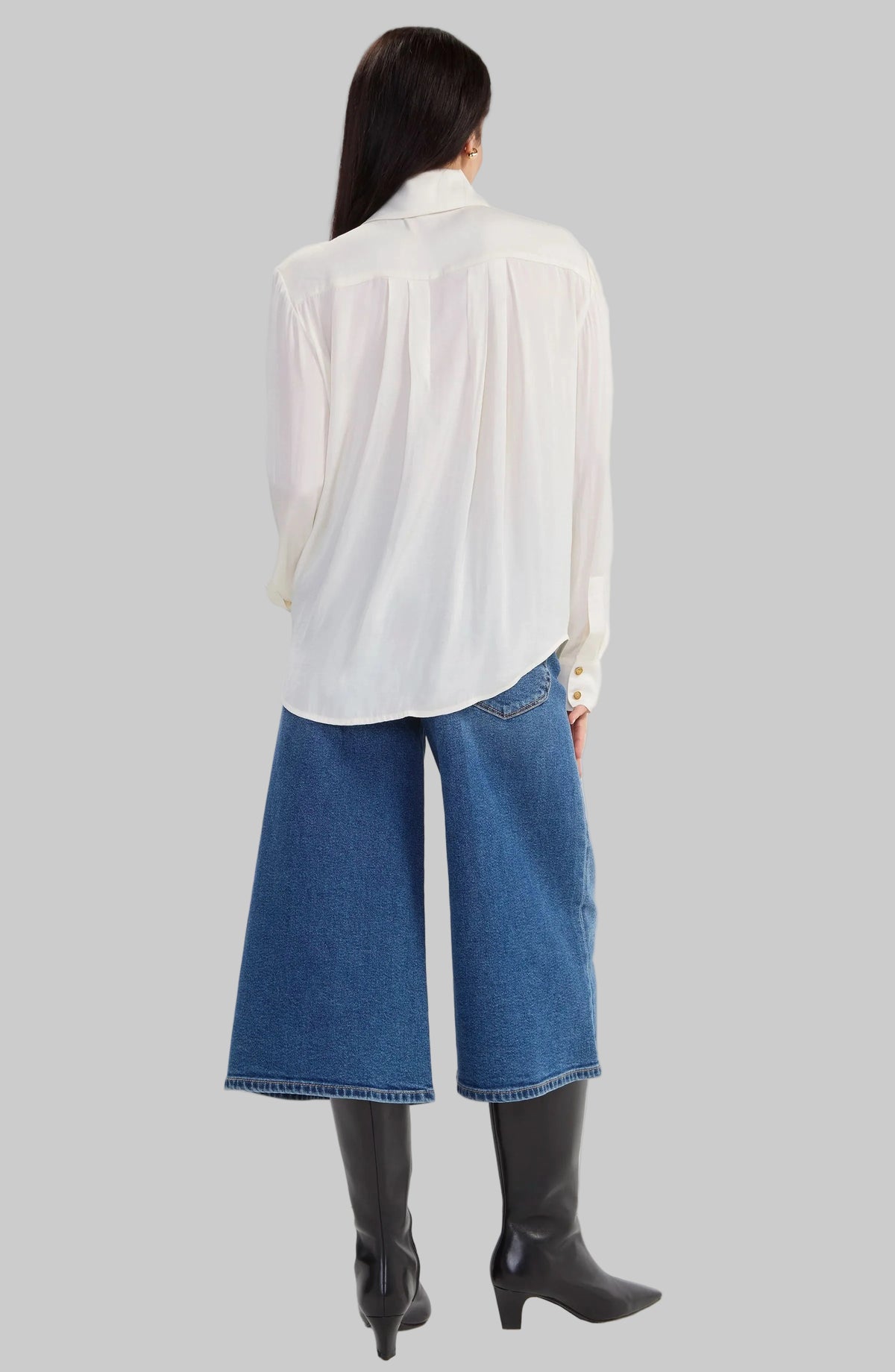 Long Sleeve Tuxedo Woven Top